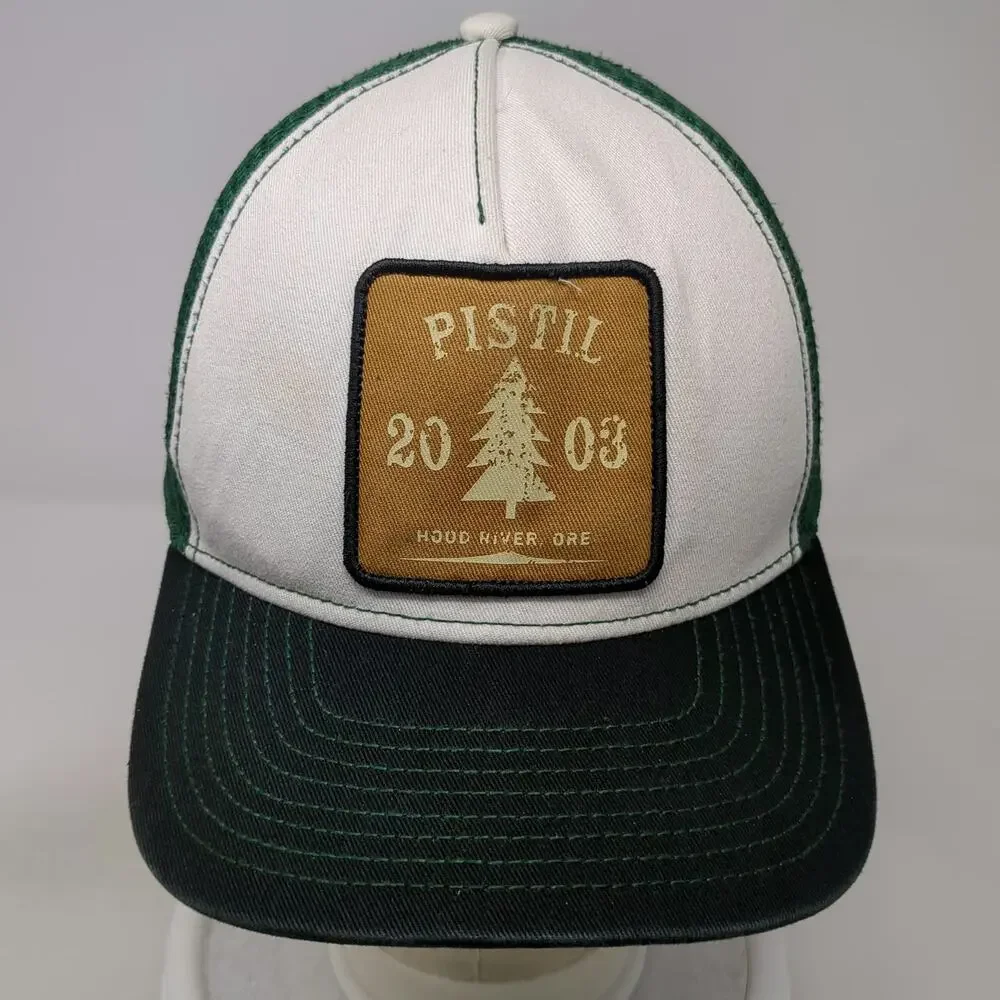 Pistil Trucker Hat One Size Green White Mesh Snapback Pine Tree Hood River Ore